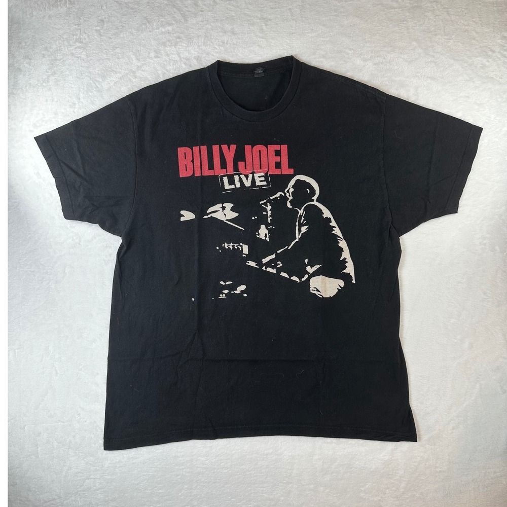 Billy Joel Live In Concert Tour T-Shirt Black Graphic Tee Mens XL Tultex